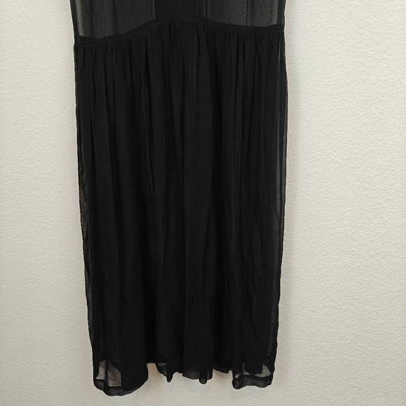 Anna Sui 80s Sheer Black Button Up Shirt Dress Layer Vintage Small - Picture 11 of 12